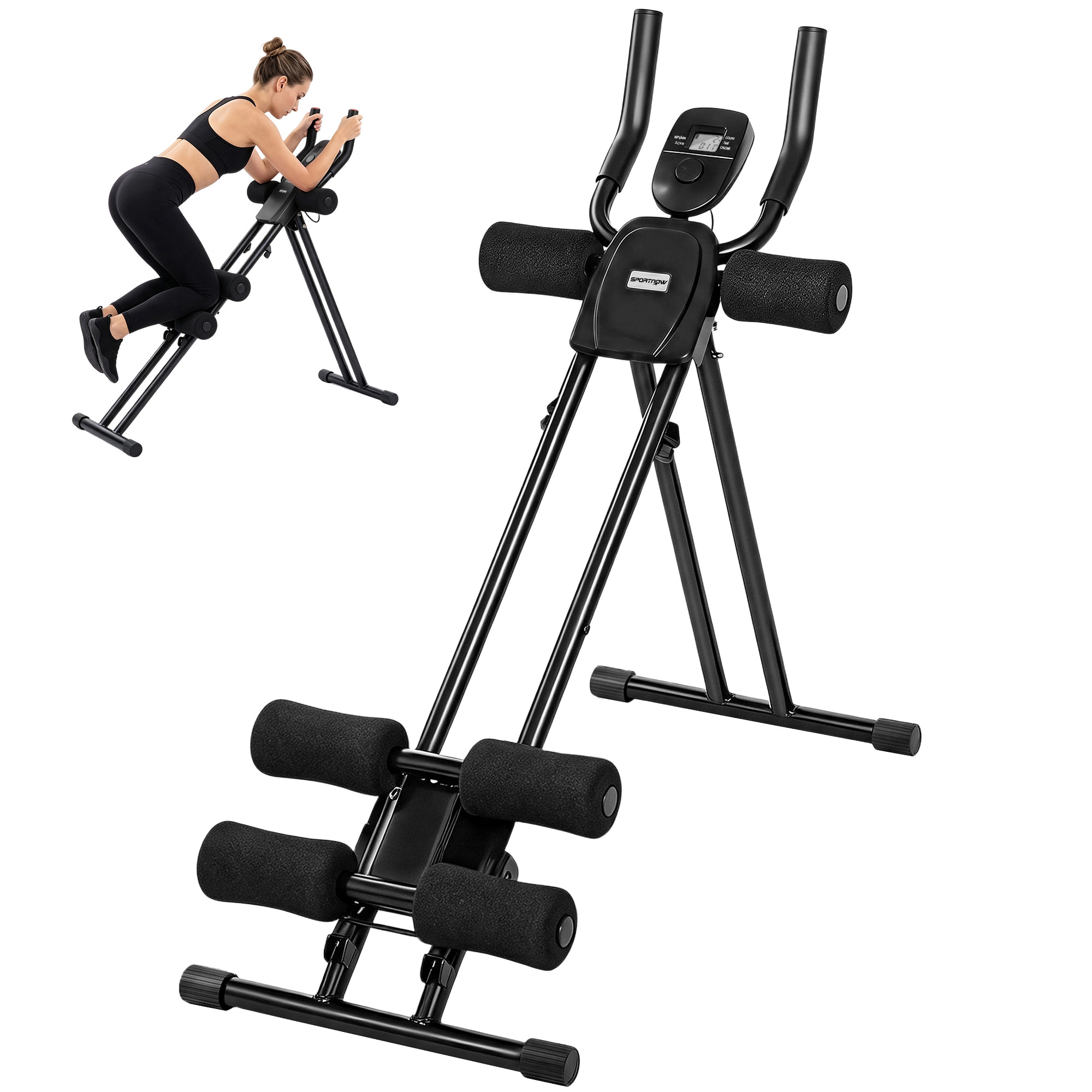 Machine abdos pliable - appareil à abdominaux réglable - écran LCD multifonction