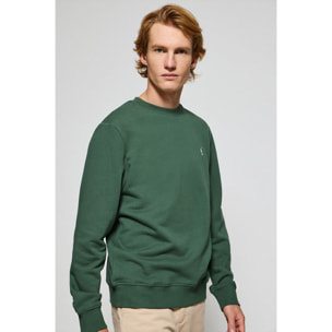 Felpa a girocollo color verde fango con logo ricamato Rigby Go