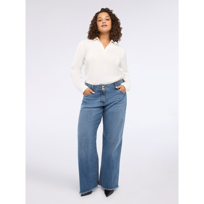 Fiorella Rubino - Camisa cuello polo con tachuelas - Blanco