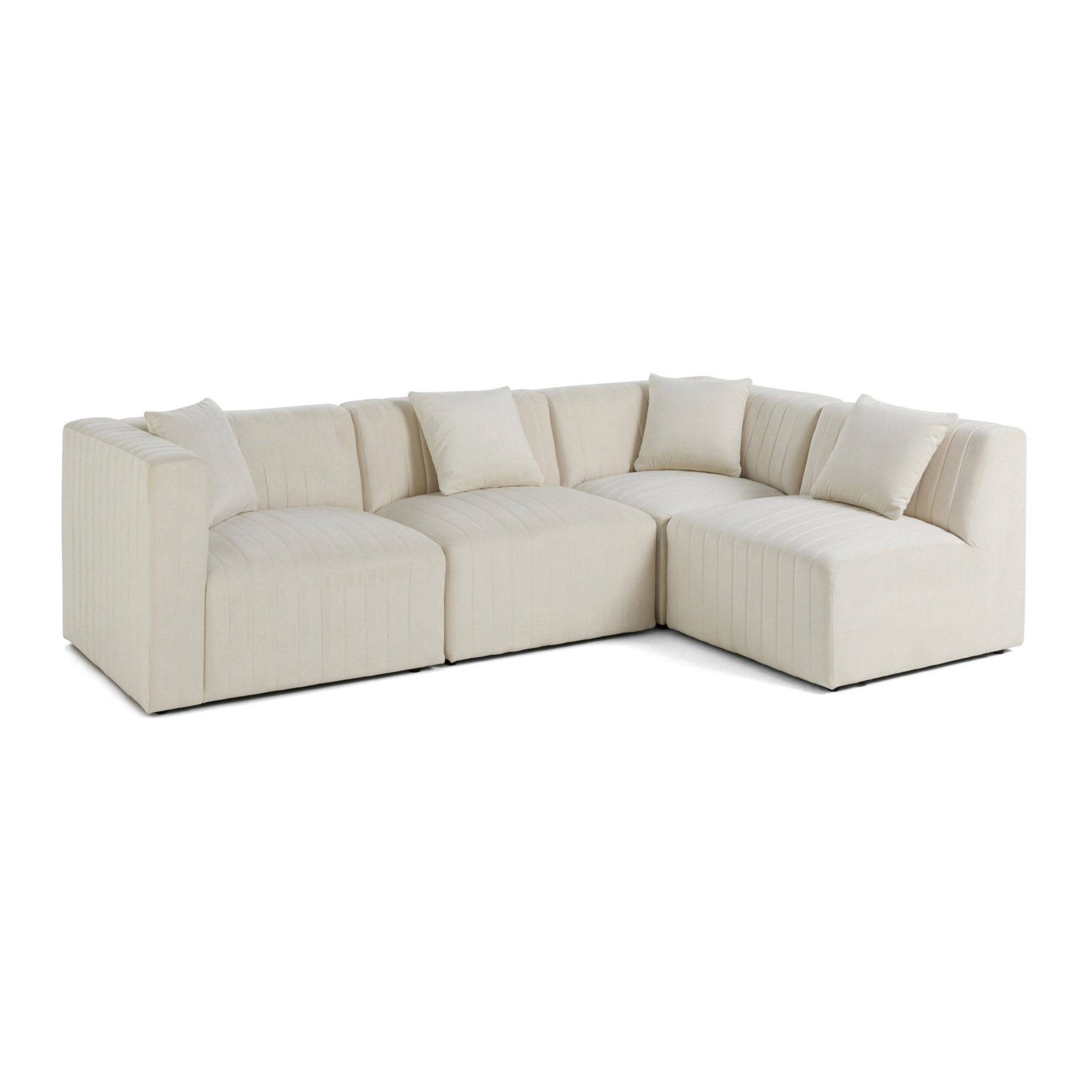 Nova - canapé modulable d'angle droit - 5 places - en velours - Beige