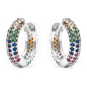 Pendientes de 9mm de diámetro acabado plata y Circonita Multicolor