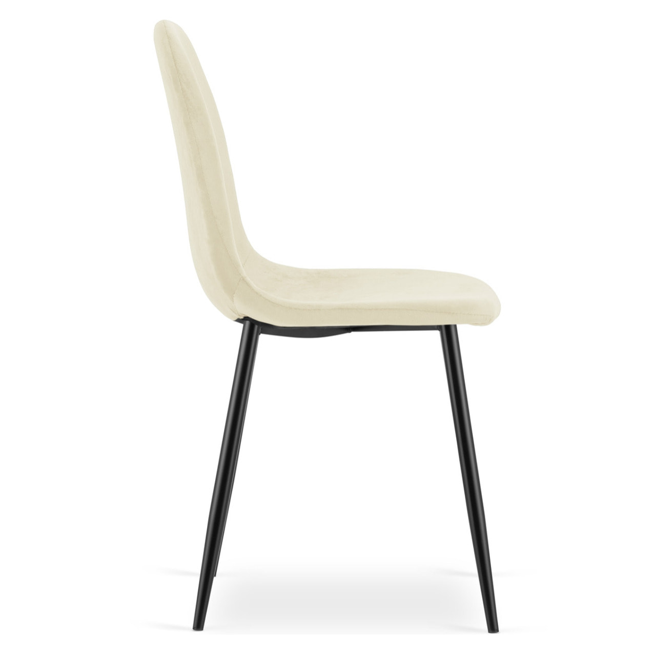 Set di 2 sedie Como in velluto beige con gambe nere