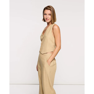 Top Chaleco Beige - Moti