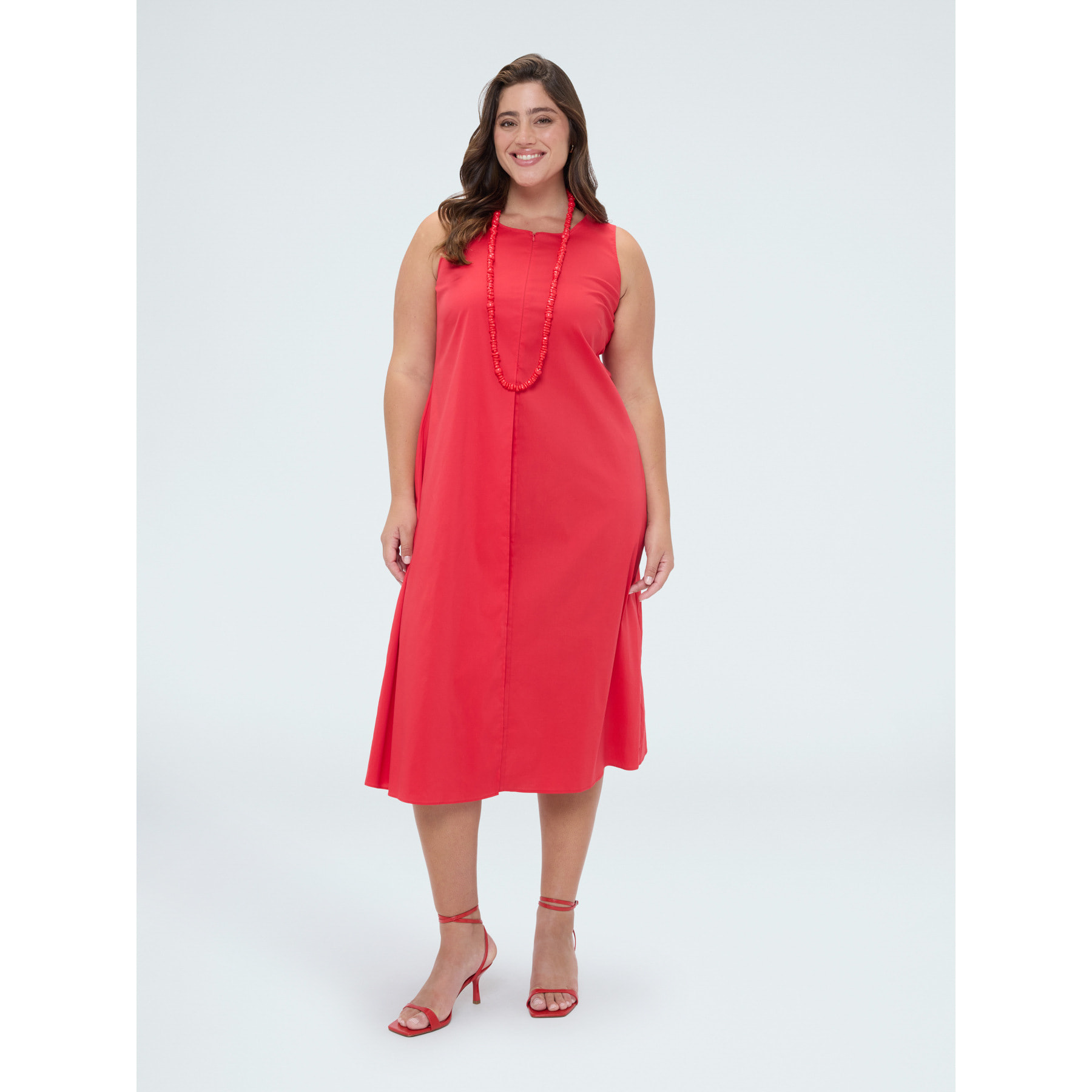 Fiorella Rubino - Vestido Free línea en A de algodón - Rojo