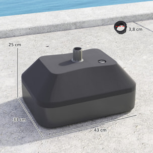 Base para Sombrilla Soporte para Parasol Pie para Sombrilla Rellenable con Agua 20L o Arena 24kg para Jardín Terraza Negro