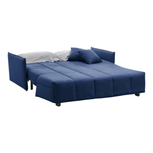 Divano Letto Allyson, Divano a 3 posti, 100% Made in Italy, Sofà Soggiorno con apertura a carrello, in tessuto imbottito, con Braccioli standard, Cm 190x90h85, Blu