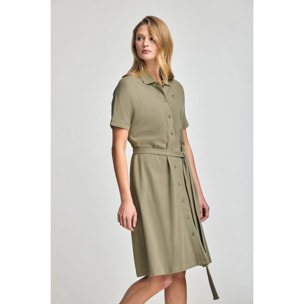 Vestito verde abbottonato con ricamo PC