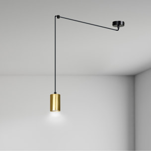 Lampada a sospensione TRAKER in acciaio nero e oro