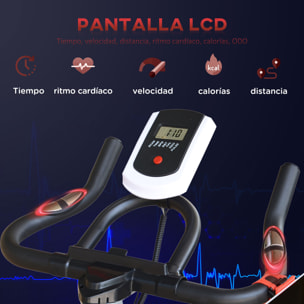 Bicicleta Estática Bici Estática con Volante 8 kg Resistencia Ajustable Pantalla LCD Pulsómetro Ejercicio Silencioso y Asiento Ajustable Carga 120 kg para Casa Gimnasio Negro