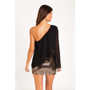 Blusa de mujer asimétrica con vuelo