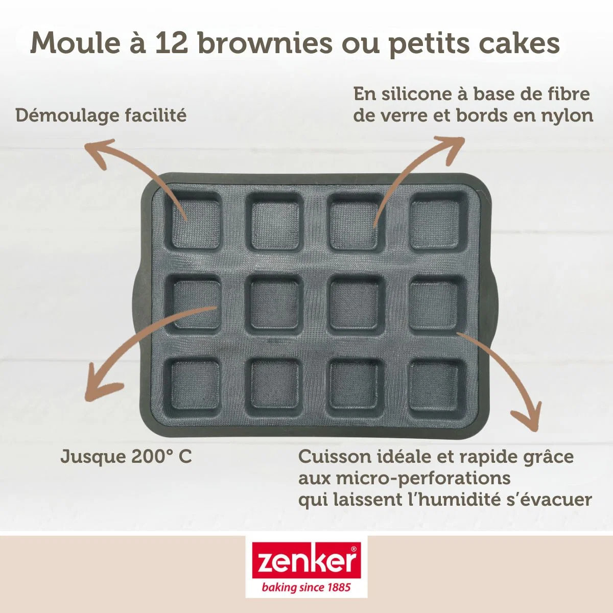 Moule à gâteaux 12 carrés en silicone fibre de verre Zenker