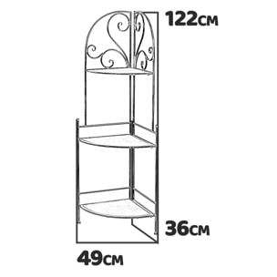 Ruby - scaffale angolare in legno e metallo anticato - 49x36x122h cm