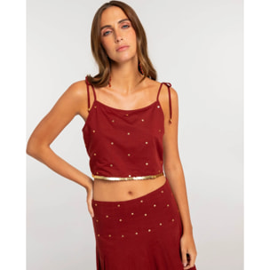 Top de mujer corto con lentejuelas y tirantes