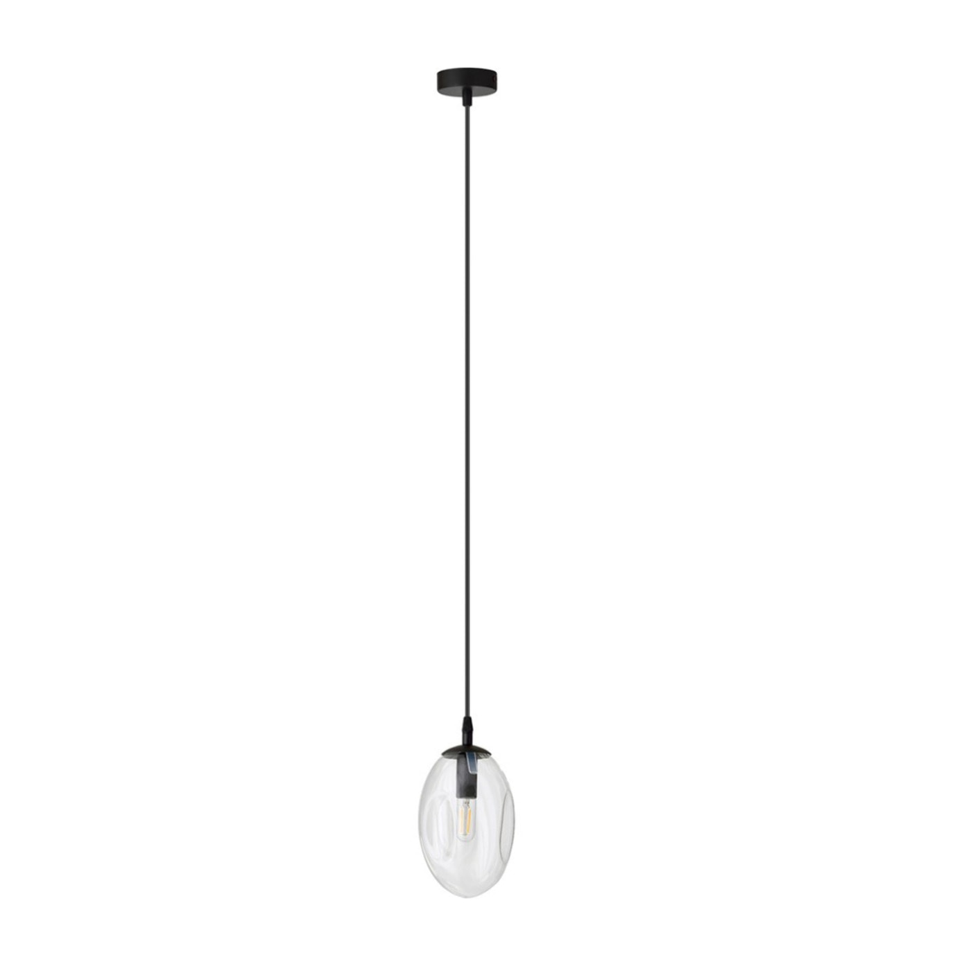 Lampada a sospensione Astral in acciaio nero e vetro