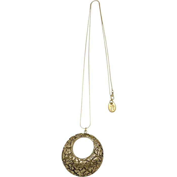 Collar largo Dentro del Laberinto resina dorado y latón chapado dorado