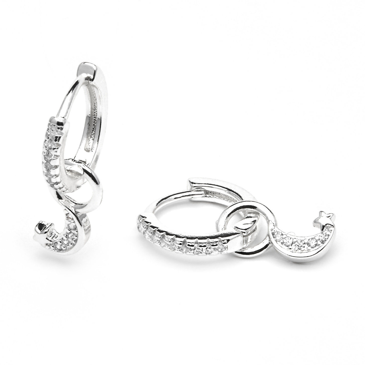 Pendientes acabado plata y Circonita Brillante