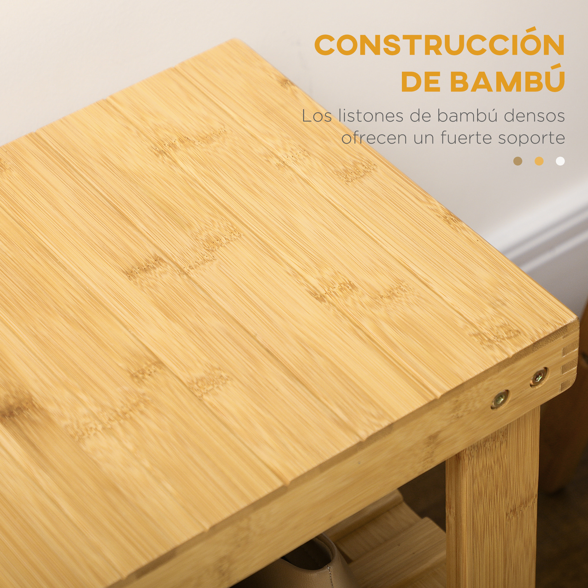 Banco Zapatero de Bambú Zapatero con Asiento Organizador de Zapatos de 3 Niveles para 6-9 Pares Zapatos para Entrada Salón Dormitorio 70x28x45 cm Natural