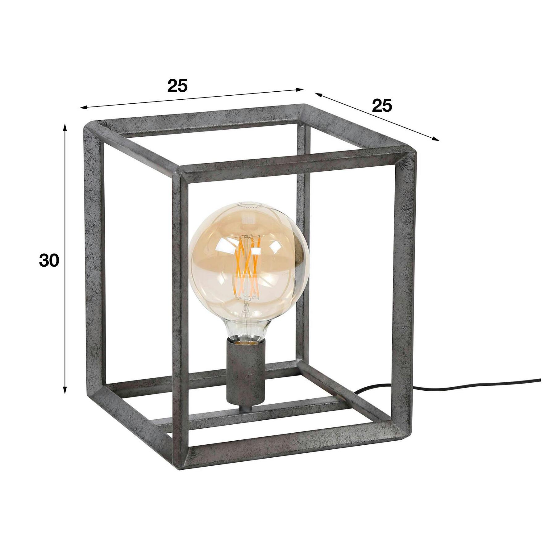 Cube lumineux industriel finition argent vieilli RALF