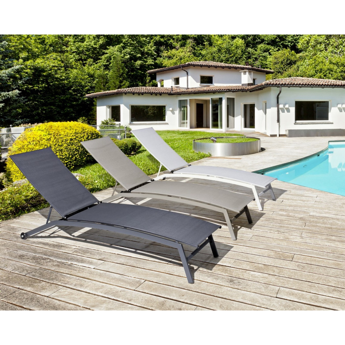 Lettino NILDAS reclinabile bianco