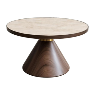 Table basse Cono Travertino 70cm noyer Kare Design