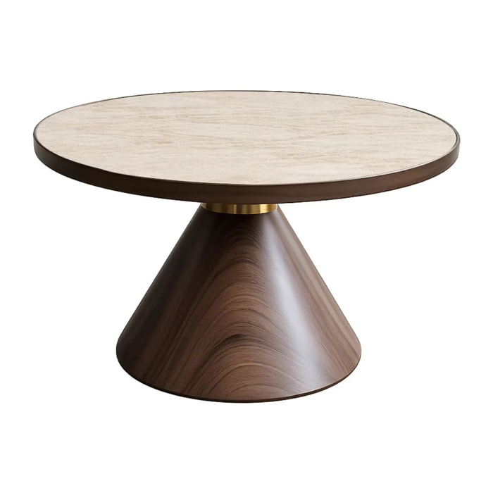 Table basse Cono Travertino 70cm noyer Kare Design