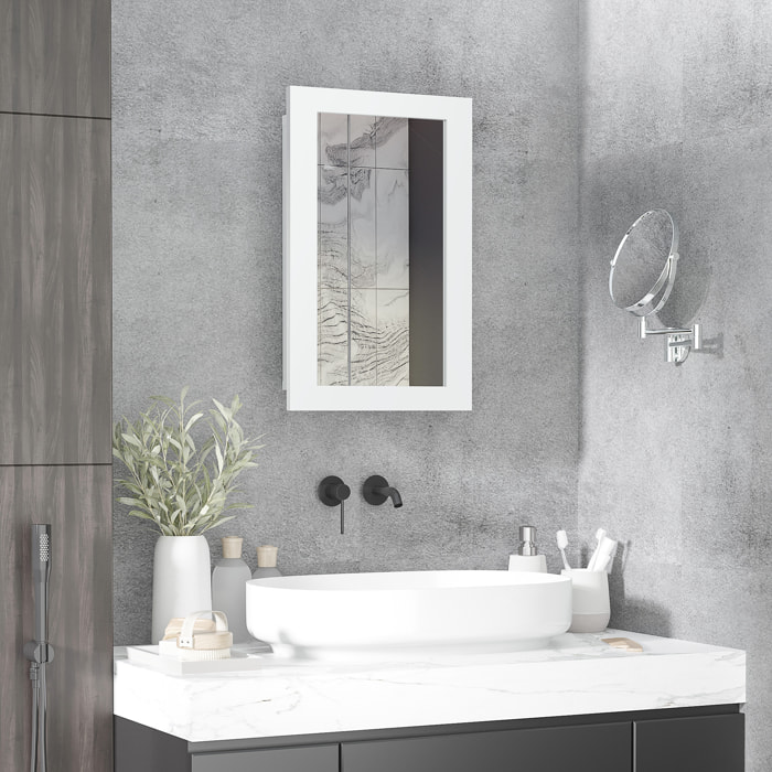 Armario con Espejo de Baño Botiquín de Pared Mueble Colgante para Baño con Puerta y Estantes Ajustables para Dormitorio Aseo 40x12x71 cm Blanco