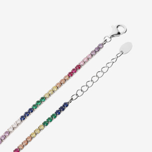 Bracciale Tennis Arcobaleno in Argento 925 placcato Platino con Cubic Zirconia