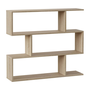 Libreria Da Terra Con Scaffali, Mensole Zig Zag 6 Vani Portaoggetti 4 Ripiani Design Moderno Soggiorno Casa Studio Ufficio Sala 97x110x25 cm Rovere