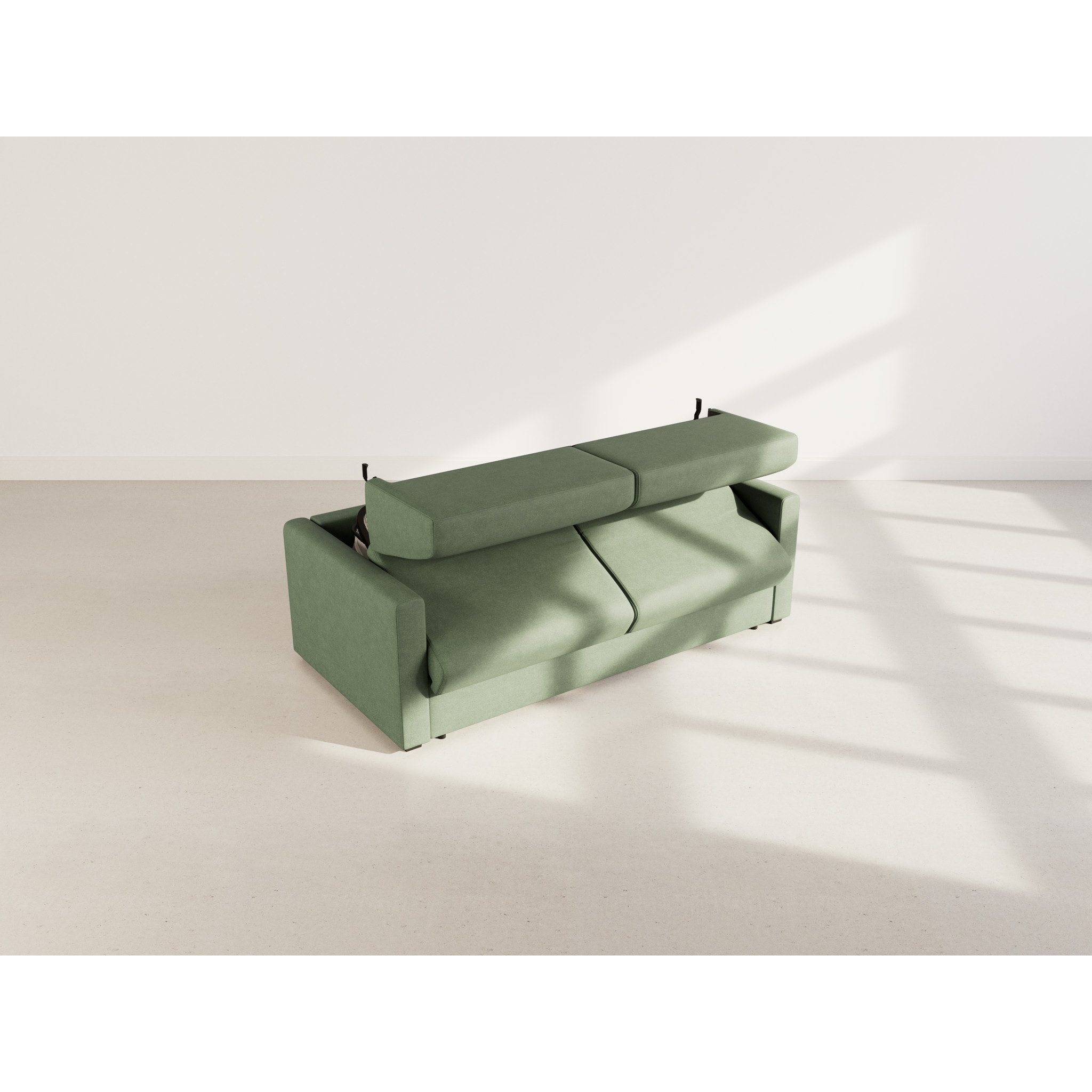 Julia - canapé lit 3 places convertible express couchage quotidien 140 cm matelas 14 cm en tissu - Vert