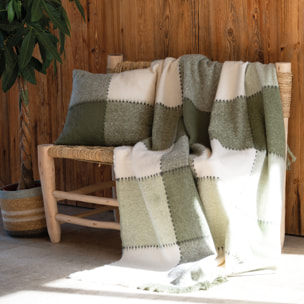 Plaid à carreaux aspect mohair - Kaki