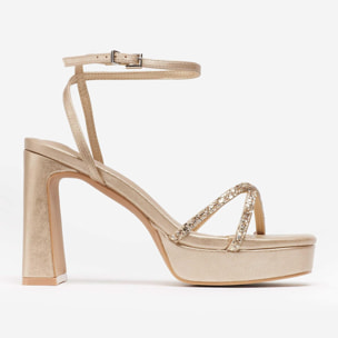 Sandalias de tacón GRETA DORADO GLITTER 10 cm