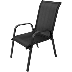 Set di 2 sedie da giardino Sofia in metallo e textilene nero