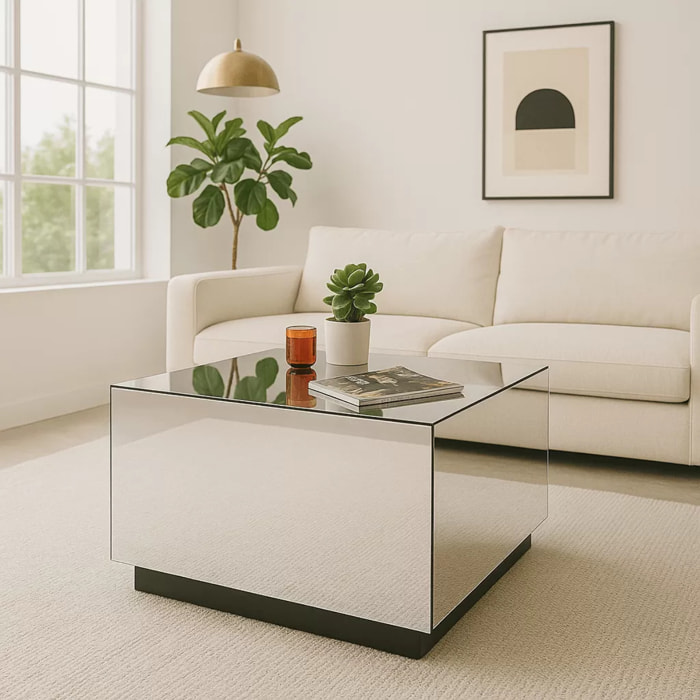 Table basse à tiroirs Luxury 80x60cm argent Kare Design