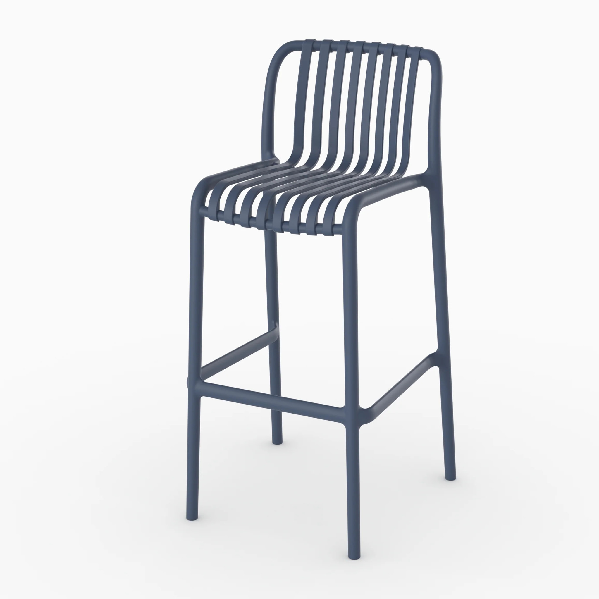 Lot de 2 chaises de bar de jardin 76 cm en plastique bleu marine - Duli