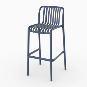Lot de 2 chaises de bar de jardin 76 cm en plastique bleu marine - Duli