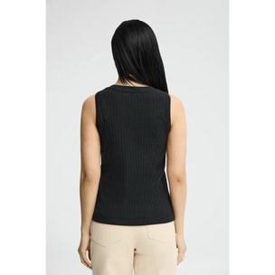 Camiseta sin mangas negra de canalé con logo Polo Club