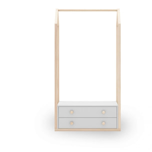 Perchero juvenil con 2 cajones en blanco y oak soft 80x170 cm Misty Breeze Blanco - Oak Soft