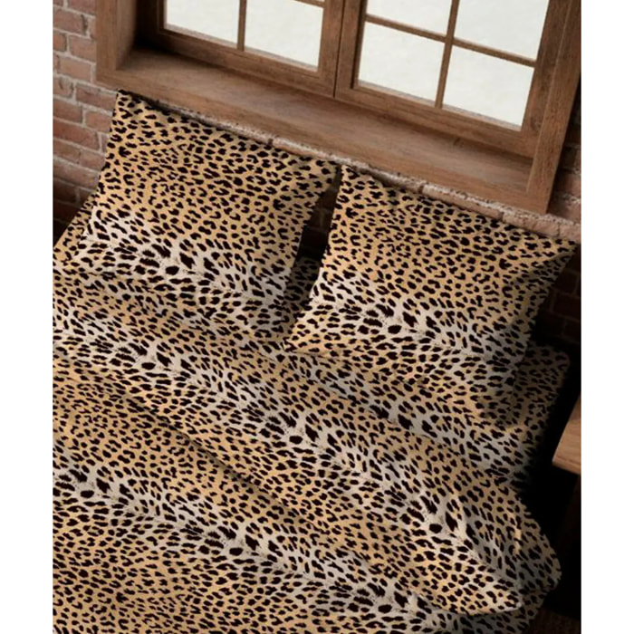 Parure Copripiumino Maculato per letto singolo in 100% Cotone e Made in Italy, moderno animalier