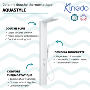 Colonne de douche thermostatique KINEDO Aquastyle blanc mat