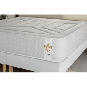 Ensemble Matelas Vingt-Quatre - 24cm - Ressorts ensachés et mémoire de forme - Confort d'exception - Sommier Tapissier Gris