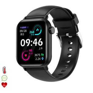 Smartwatch ZW27 con termometro corporeo e misuratore di pressione sanguigna. Modalità sportive, notifiche app, sommergibile.