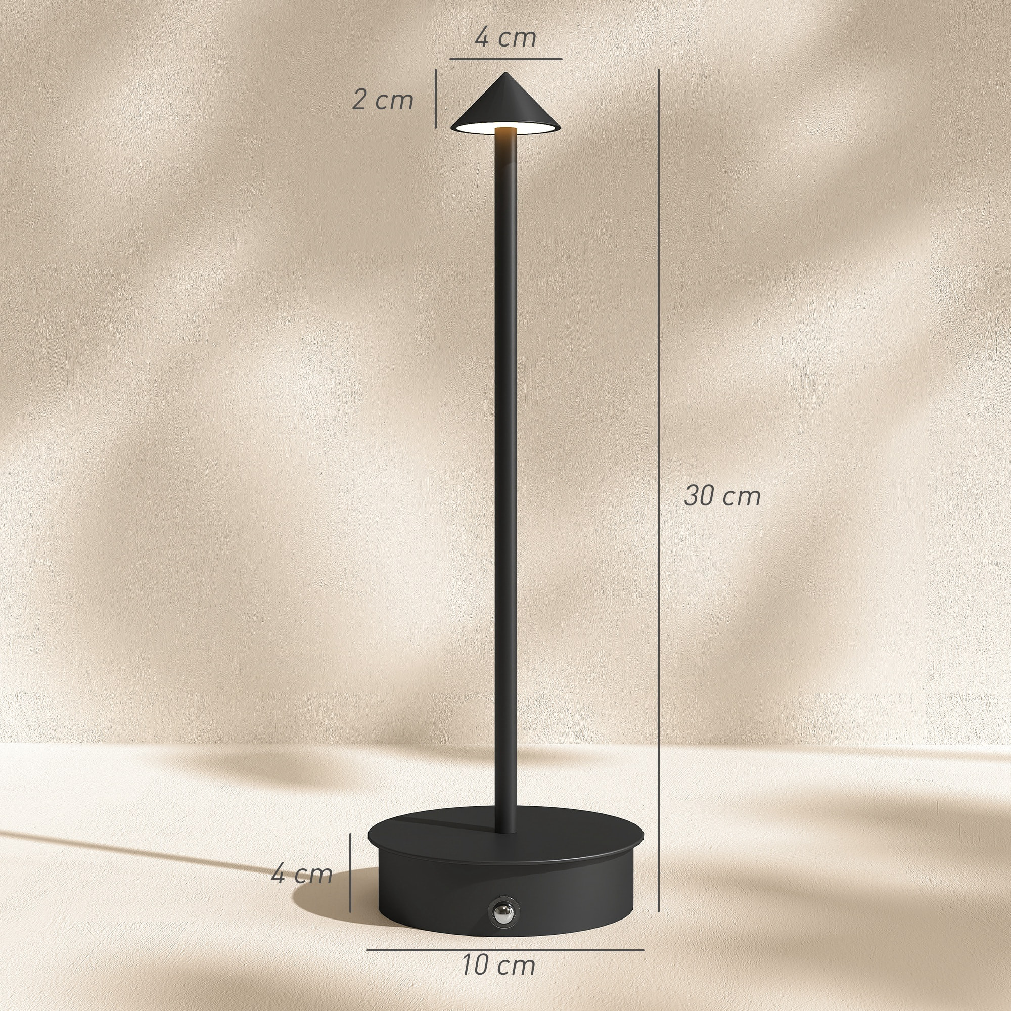 Juego de 2 Lámparas de Mesa Recargables por USB, Lámparas de Mesita de Noche Regulables con Control Táctil, 3000K/4500K/6000K, Luz LED Incluida, para Dormitorio, Salón u Oficina, Negro