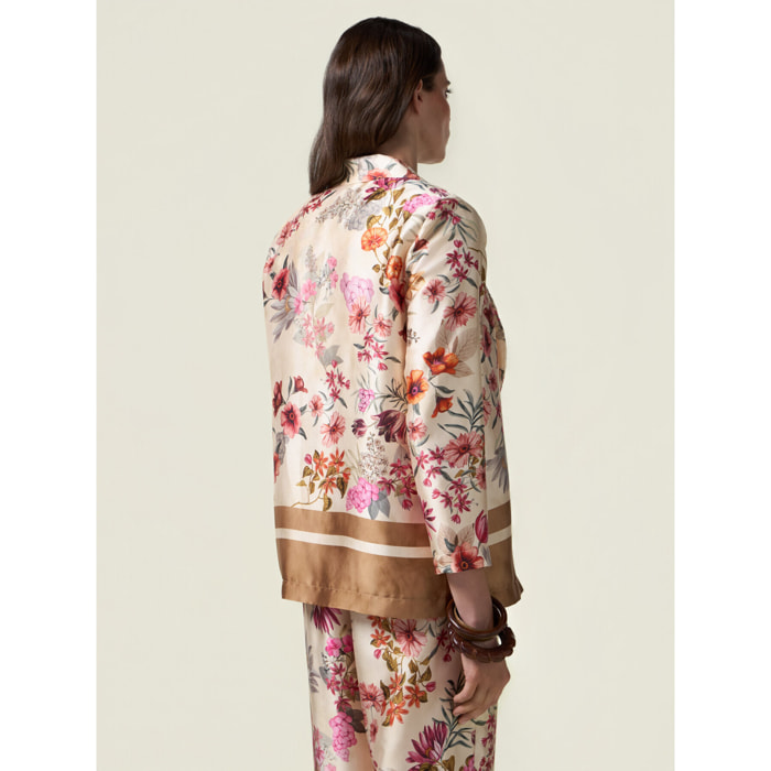 Oltre - Giacca in raso fantasia - Beige