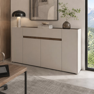 Credenza Moderna Madia In Melaminico Con 4 Ante E 1 Cassetto Mobile Contenitore Sala Pranzo Soggiorno Design Senza Maniglie 170x85x40 cm Noce Chiaro