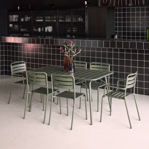 Table de jardin pliante métal + 6 assises AMÉLIA