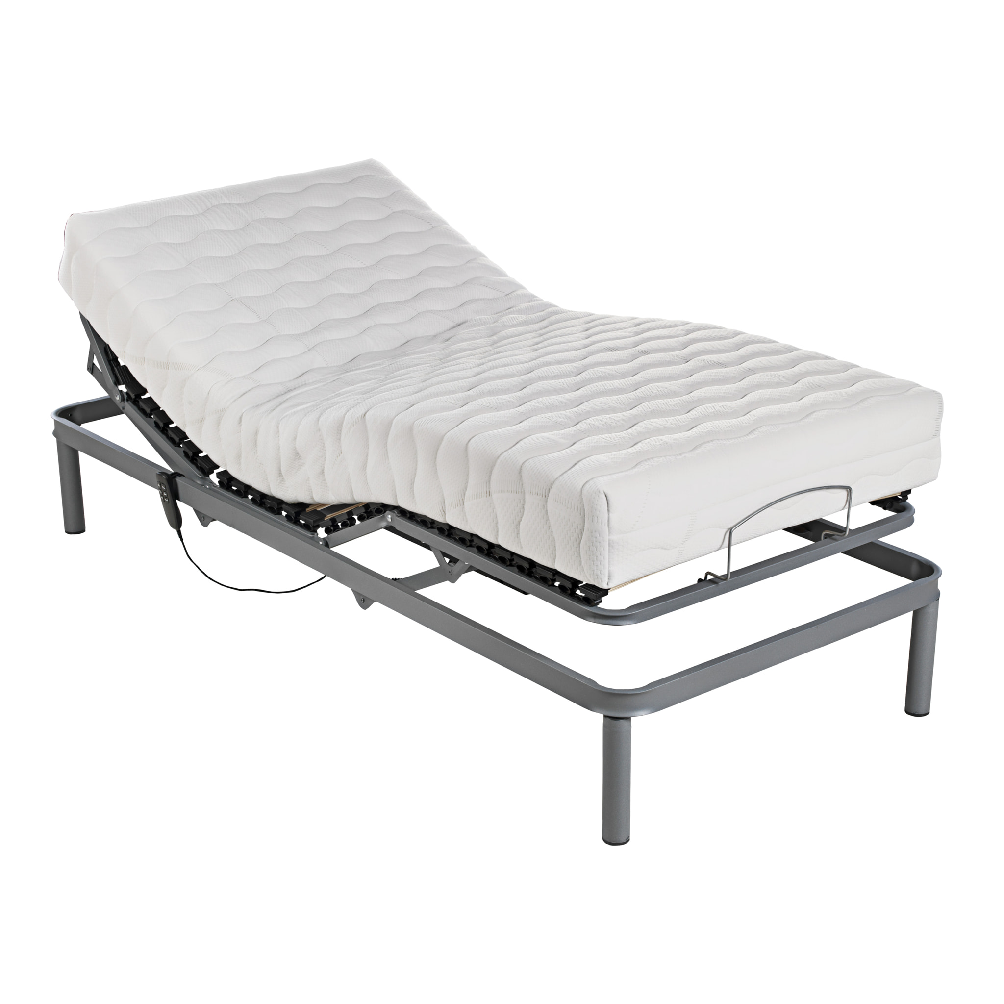 Action Bed Royal Sleep, Pack Cama + Colchón Espuma HR, Confort y Somier Articulado Motor, 5 Planos 90x190