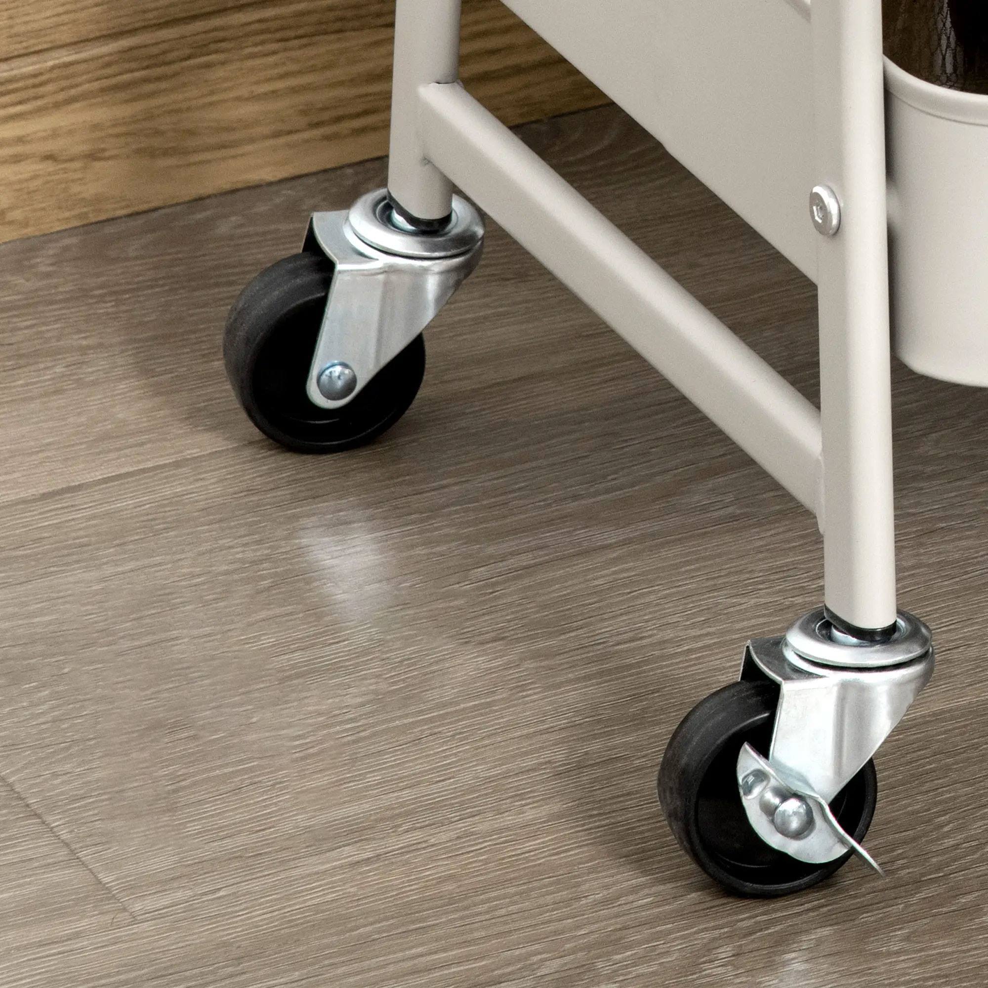 Well home carro de cocina rolling color taupe con 3 cestas y ruedas 44x31,5x79,5cm