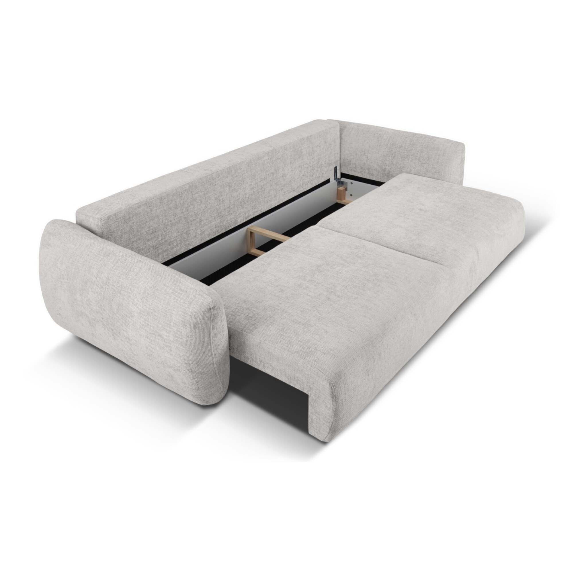 Canapé convertible avec coffre de rangement "Matera" 3 places en chenille gris clair