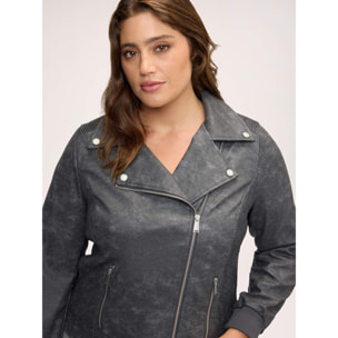 Fiorella Rubino - Giacca biker con polsini in maglia elasticizzata - Grigio