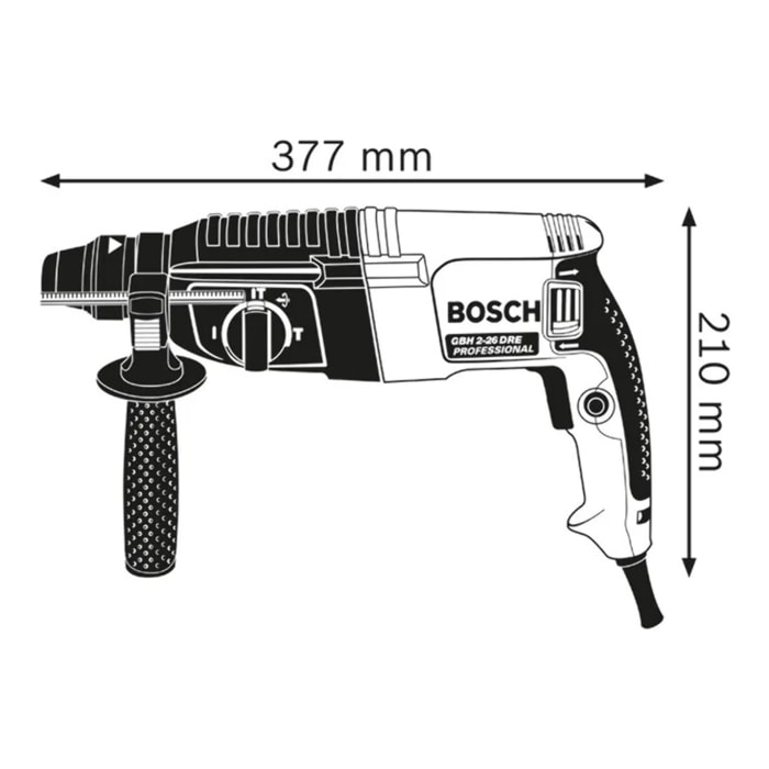 Perforateur BOSCH SDS-plus GBH 2-26 Professional - 830W 2.7J - Avec coffret et poignée - 06112A3000